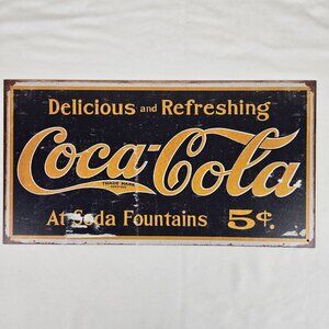The Coca-Cola Company Metal Sign "Delicious and Refreshing Coca-Cola" 8.5" x 16"